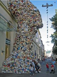Giant book sculpture in Linz, Austria
